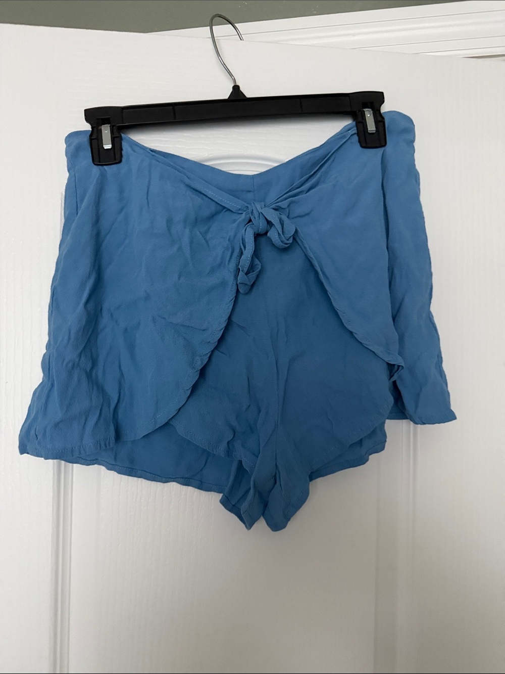 june & hudson Light Blue Tie-Front Layered Shorts